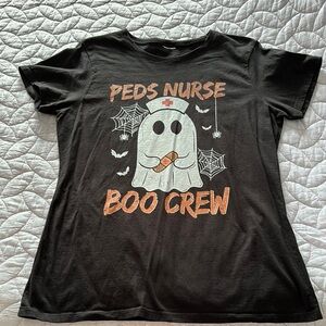 Black Peds Nurse Boo Crew T-Shirt; Size Medium